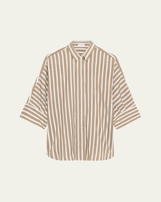 Striped Silk Button-Down Blous